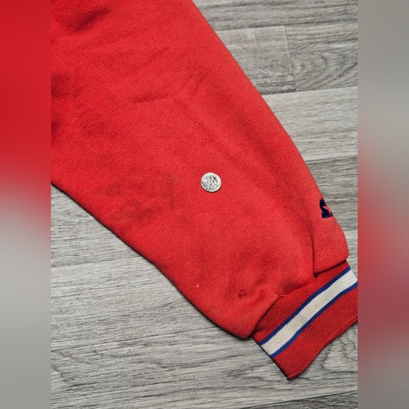 Vintage 90s Chicago Cubs Starter Hoodie Pullover Size L Sweatshirt MLB Blue Red - Picture 12 of 16